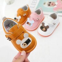 Trẻ sơ sinh Học đi bộ có âm thanh Chuông gấu hoạt hình Giày tập đi 0-1-2 tuổi Giày mềm chống trượt cho bé
