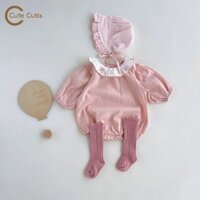 Trẻ Sơ Sinh Mùa Xuân Thu Thêu Lá Sen Cổ Dài Tay Áo Liền Quần Bé Gái Dễ Thương Jumpsuit Romper Phù Hợp Với 3-21-10