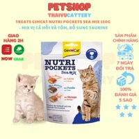 Treats GimCat Nutri Pockets Sea Mix 150g - Mix vị cá hồi và tôm, bổ sung Taurine