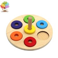 Treeyear Montessori 6 Nhẫn Trên Peg Đồ Chơi Cho Bé 1 Tuổi Trẻ Sơ Sinh Tập Đi