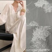 [Trên 1 Cái Không Cắt] 145 * 100CM Vải thêu organza ba chiều hoa cúc cỡ lớn vải thêu Hanfu váy nữ