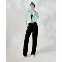 Trench coat croptop 6 nút tay lỡ xanh ngọc