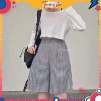 [Trending Store Z] Bộ Áo Croptop Quần Sooc Kẻ B024