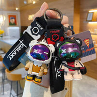 Trendy Cool Flash Electric Bear Keychain Personalized Bag Ornaments Female Exquisite Key Chain Cartoon Boys Car Key Pendant Car decorations z3iM
