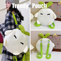 TRENDY  POUCH   balo nữ thông thường Búp bê củ cải trắng sang trọng balo nữ dễ thương siêu dễ thương