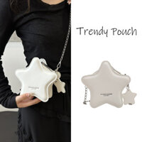 TRENDY POUCH Túi xách thời trang mới màu sắc tương phản, dây xích, hình ngôi sao năm cánh