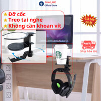 Treo Tai Nghe Kèm Đỡ Cốc Nước 2 in 1 Giá Tai Nghe Ly Nước Đa Năng Cao Cấp Xoay 360 Độ Thông Minh