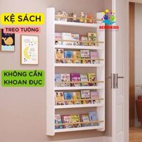 Treo Tường Không Cần Khoan, Kệ Đựng Sách Decor Phòng Bé, Giá Sách Gỗ Nhựa Chống Nước Màu Trắng, Kệ Trang Trí Sách Báo