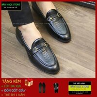 [TRI ÂN GIÁ SỐC]  Giày Lười Nam Dập Vân Đà Điểu Thời Trang - Giầy Da Nam Chất Da Bò Mềm 100% - Đế Cao Su Đúc - Mã K3512