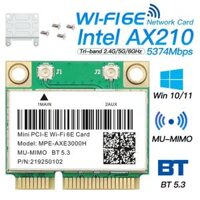 Tri Band 5374Mbps Wifi 6E Ax210 Mpe-AXE3000H/Ac7265 thẻ không dây Bt 5.3 PCIe nhỏ Wi-Fi Adapter Win10 Cho Máy Tính Để Bàn/Máy Tính Xách Tay USB không dây Adapter