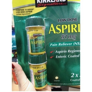 Thuốc giảm đau Aspirin Kirkland Signature Low Dose Aspirin 81 mg 2 lọ x 365 viên - Mỹ