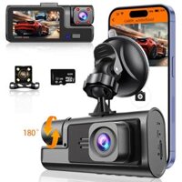 Tri-Lens Wireless Car Dash Cam Tầm Nhìn Ban Đêm Giám Sát Đỗ Xe Đầu Ghi Xe AE Thương Hiệu Không Xuất Xứ