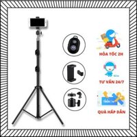 TRIPOD Cây Livestream Selfiecom - Hỗ trợ chụp ảnh, quay video, chơi tiktok, gắn đèn livestream - Tặng kèm remote bluetooth chụp ảnh- Hàng chính hãng