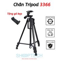 Tripod chân giá đỡ điện thoại máy ảnh 3366, gậy đa năng có tay cầm cao cấp 1,4m - Tặng kèm Đầu kẹp điện thoại