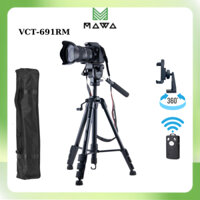 Tripod máy ảnh, máy quay, điện thoại Yunteng VCT- 691RM (Kèm kẹp xoay 360 độ, remote chụp ảnh bluetooth và túi đựng)