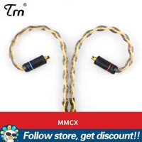 TRN T1 MMCX 2Pin Connector 3.5mm 8 Core Gold Silver Mixed Plated Upgrade Earphone Cable Replacement Headphone Wire For TRN V90 V80 TFZ KZ ZST ZS10 ZSR ZS5 NICEHCK NX7 F3 CCA C12 C10 CA4 Earphone Accessories