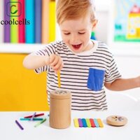 Trò chơi bảng gậy gỗ COOLCELLS, Trò chơi thả bóng Montessori đầy màu sắc, Phát triển động cơ mịn Đếm bộ đồ chơi tháp gậy gỗ chất lượng cao