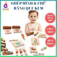 Trò chơi ghép chữ và ghép hình bằng que kem gỗ, 54 chữ tương ứng 54 hình, giúp bé học từ vựng, rèn luyện khéo tay.