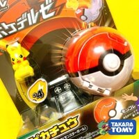 [Trò chơi ném bóng Pokemon] Mô hình Pokemon Pokedelze Pikachu & bóng Poke Ball chính hãng Takara TOMY Nhật Bản- Standard