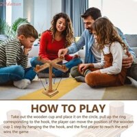 Trò chơi ném vòng gỗ DALTON, Bộ trò chơi móc và vòng có thể điều chỉnh bằng gỗ, dễ lắp ráp Bàn cầm tay bền bỉ Thanh trò chơi hàng đầu