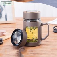 TRỢ GIÁ Cốc pha trà giữ nhiệt thủy tinh inox304 cao cấp MXCG05 (tặng 01 túi chè Thái Nguyên), màu nâu cafe