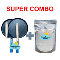 (TRỢ GIÁ) Combo 2 Khuôn đổ bánh xèo Bình Định và 1kg bột bánh xèo tặng cán gỗ đủ size 15, 17, 20cm