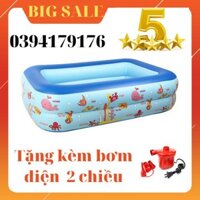[TRỢ GIÁ + FREESHIP]  Bể bơi loại dày 120cm*90cm*35cm kèm bơm điện-bóng-phao bơi cho bé