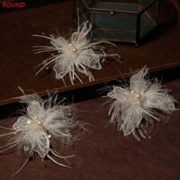 Tròn 2 Chiếc Kẹp Tóc Lông Vũ Cô Dâu, Trang Sức Tóc Cưới Cao Cấp Cổ Tích, Thời Trang Tinh Tế Lông Bướm Kẹp Tóc Bé Gái