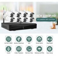 Trọn 8 wifi không dây  bộ camera giám sát Full HD 1080p kèm HDD 1TB   dây liền nguồn
