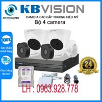 Trọn bộ ( 1 - 4 mắt ) Camera quan sát KBVISION 2.0 Megapixcel Full HD 1080P