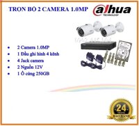 Trọn bộ 2 camera 1.0MP Dahua HFW1000SP-XVR1A04-250gb