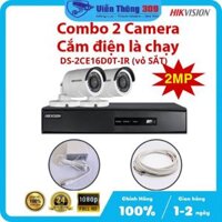 Trọn bộ 2 Camera 2MP DS-2CE16D0T-IRC  Đầu ghi hình Hikvision, có sẵn phụ kiện, cắm điện là chạy -Hàng chính hãng