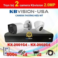 Trọn bộ 2 Camera Kbvision 2.0MP KX-2002C4 + KX-2001C4 + KX-8104D6