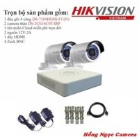 Trọn bộ 2 camera quan sát Hikvision TVI 1 Megapixel DS-2CE16C0T-IR 720HD