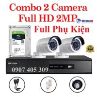 Trọn bộ 2 Camera Quan Sát Hikvision Full HD 1080P, có sẵn phụ kiện, cắm điện là chạy