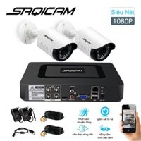Trọn Bộ 2 mắt camera giám sát Saqicam AHD Full HD 1080P đầu ghi hình 4 kênh Đầy đủ phụ kiện