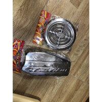 Trọn bộ 2 món Ốp bầu gió (pô e )+Ốp quạt gió xe SCR (đời đầu ) inox cao cấp sáng bóng