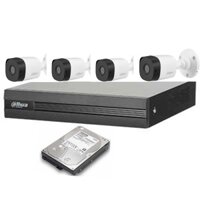 Trọn Bộ 4 Camera Dahua DH-HAC-B1A21P Và Đầu Ghi Hình XVR-1A04 Kèm Ổ Cứng 1TB