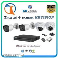 Trọn bộ 4 camera KBVISION Full HD 1080P kèm ổ cứng 500Gb - Đầy đủ phụ kiện