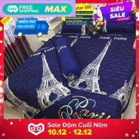 Trọn Bộ 5 món Chăn Ga Gối Phủ Chần Bông Kovico Tháp Eiffel (dành cho nệm cao dưới 35cm)