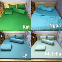 Trọn bộ 5 Món Chăn Ga Gối  THUN HÀN QUỐC - có mền sẵn - Matcha - 1m8