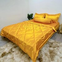 Trọn Bộ 5 Món Gra Giuờng Phi Lụa Bóng Loại Cao Cấp - MÀU VÀNG GOLD PL13