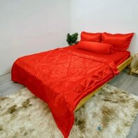 Trọn Bộ 5 Món Gra Giuờng Phi Lụa Bóng Loại Cao Cấp - MÀU ĐỎ TƯƠI PL12