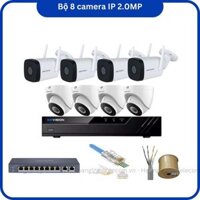 Trọn bộ 8 camera IP wifi Kbvision 2MP giá rẻ chính hãng