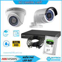 Trọn Bộ Camera Analog Đầu Ghi 2 Mắt Hikvision 2.0