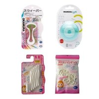 Trọn bộ Chăm sóc răng miệng Okamura: 1 dụng cụ cạo lưỡi + 1 cuộn chỉ nha khoa + 1 bàn chải kẽ răng + 1 gói tăm chỉ