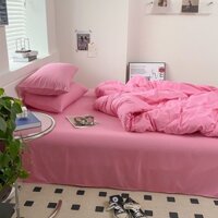 Trọn bộ chăn ga gối (chăn trần bông dày mùa đông )chất cotton tici màu hồng dể thương ( chăn ga gối NT Shop Đà Nẵng)