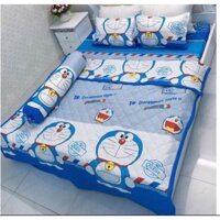TRỌN BỘ CHĂN GA GỐI COMBO 5 MÓN ( 1 Drap + 2 Vỏ Gối Nằm + 1 Chăn Hè + 1 Vỏ Gối Ôm ) ĐÔREMON THƯ - DRAP RA 5 MÓN DOREMON