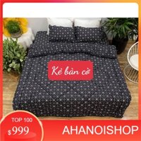 Trọn Bộ Chăn phao ga gối 4 món trần bông dày 2mx2m2-MẪU KẺ BÀN CỜ (CGHN)