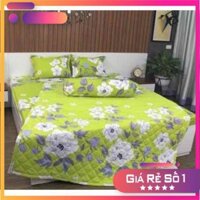 Trọn bộ chăn ra vỏ gối 5 món cao cấp hình hoa xanh hello kitty
